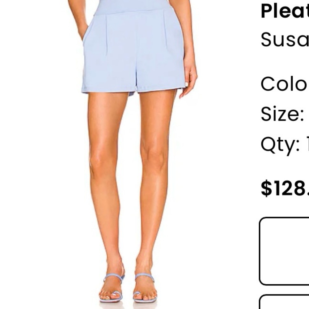 Susana Monaco Pleated Shorts from Two-Piece Set Light Blue SMALL